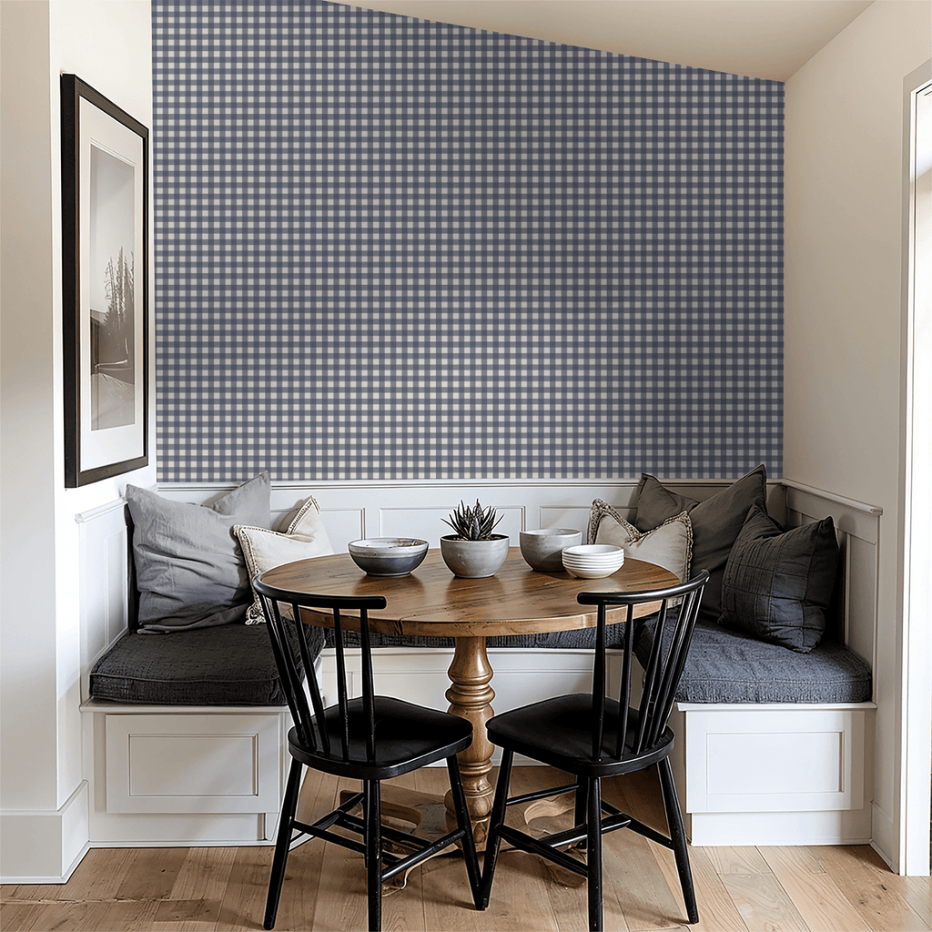 Simply Gingham Small (Navy) Wallpaper WALL BLUSH