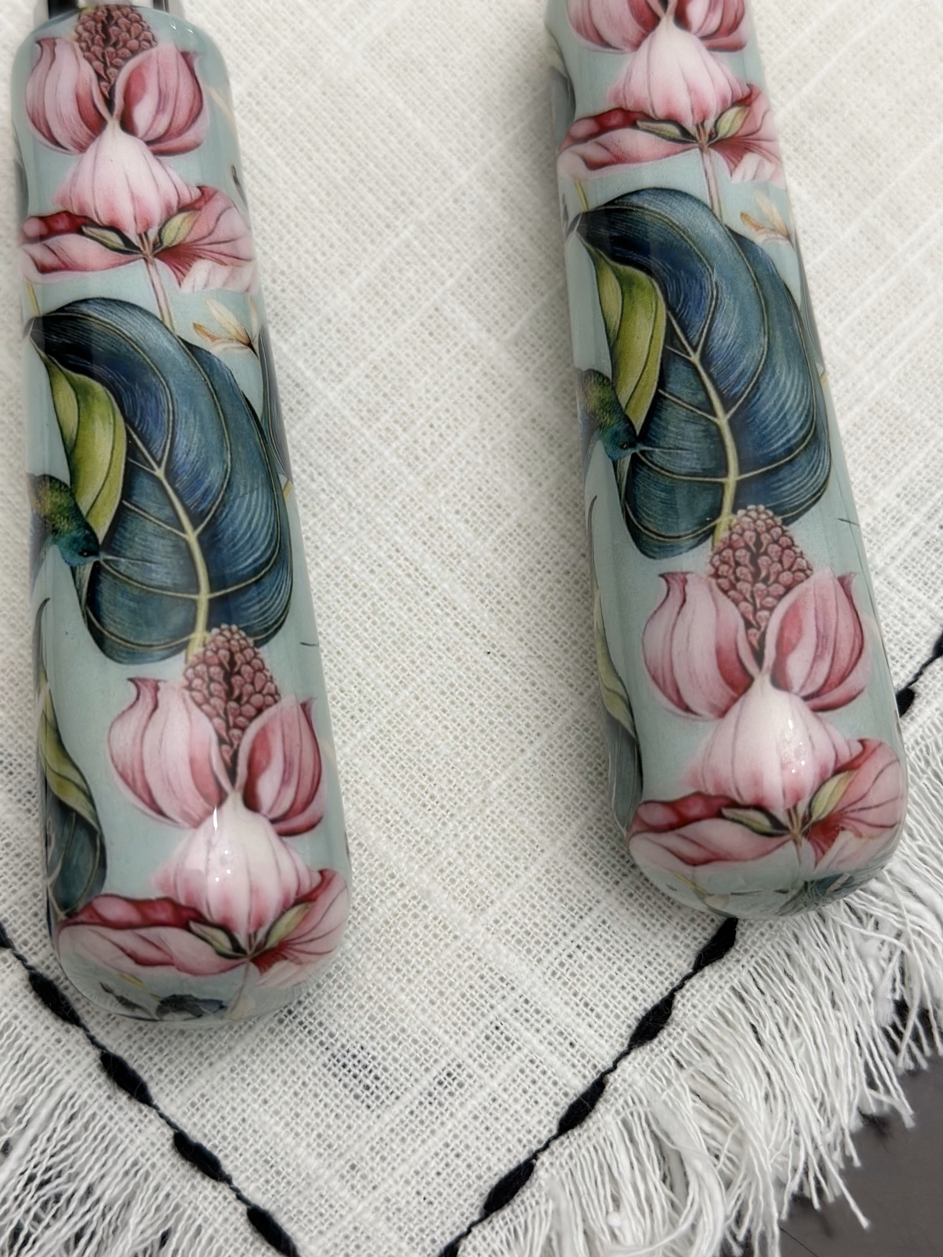 Floral Cake Cutting Knife & Server with Mint Meenakari Work Vibhsa