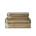 Metal Boxes, Antique Brass Finish, Set of 2 White Cliff Studio