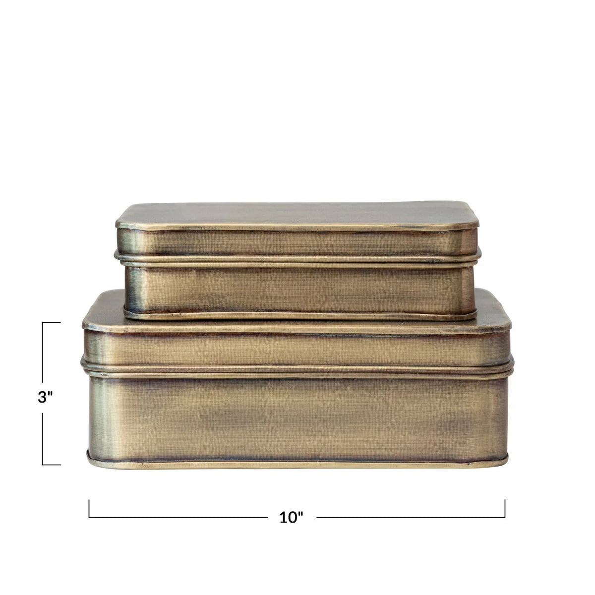 Metal Boxes, Antique Brass Finish, Set of 2 White Cliff Studio