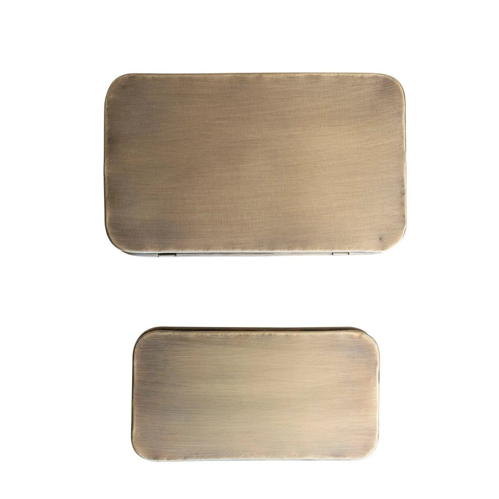 Metal Boxes, Antique Brass Finish, Set of 2 White Cliff Studio
