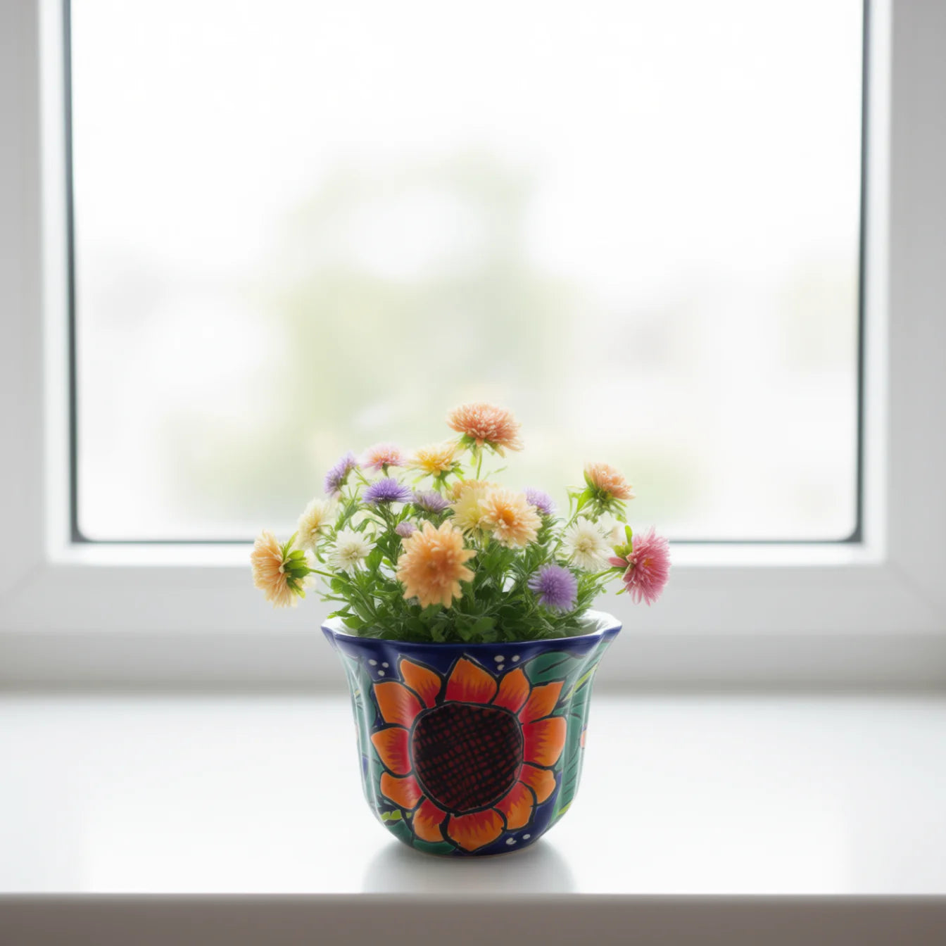 Mexican Talavera Sunflower Pot | Handmade Ceramic Planter The Talavera Hub