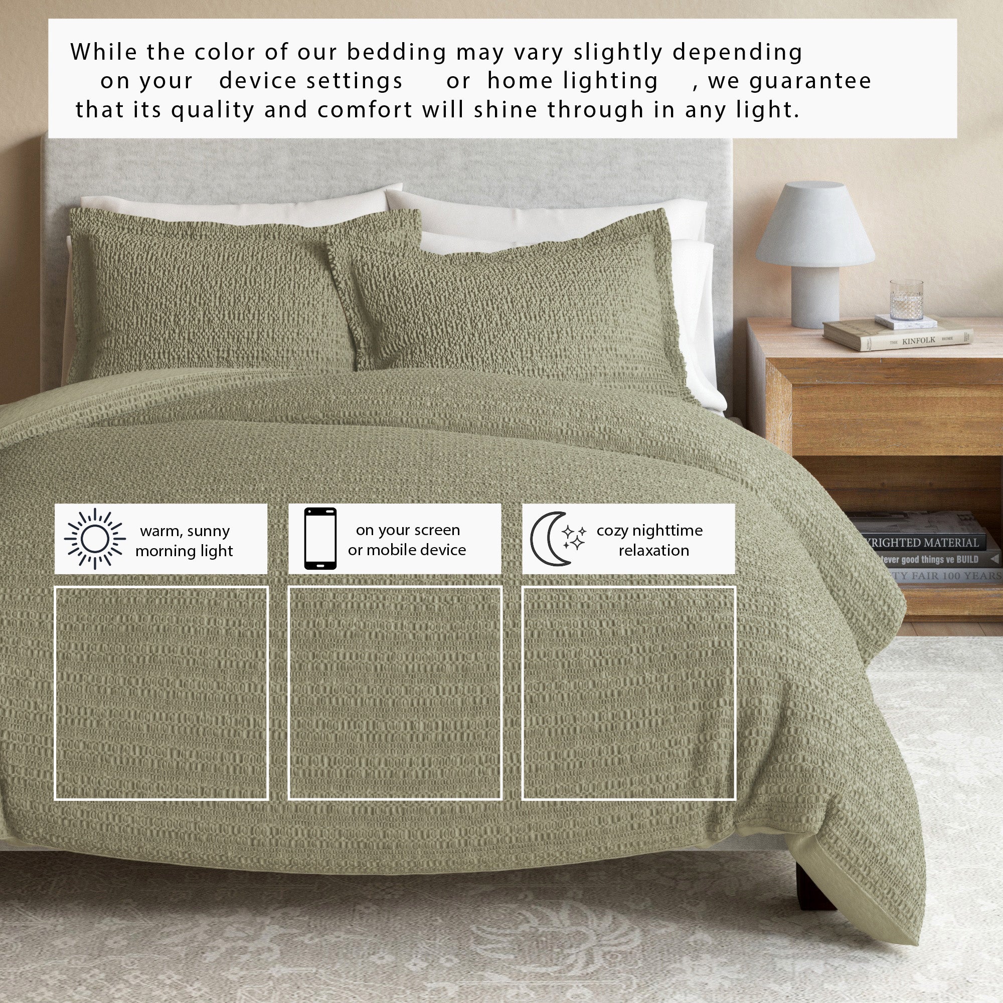 100% Cotton Honeycomb Waffle Duvet Set - Mattea Collection