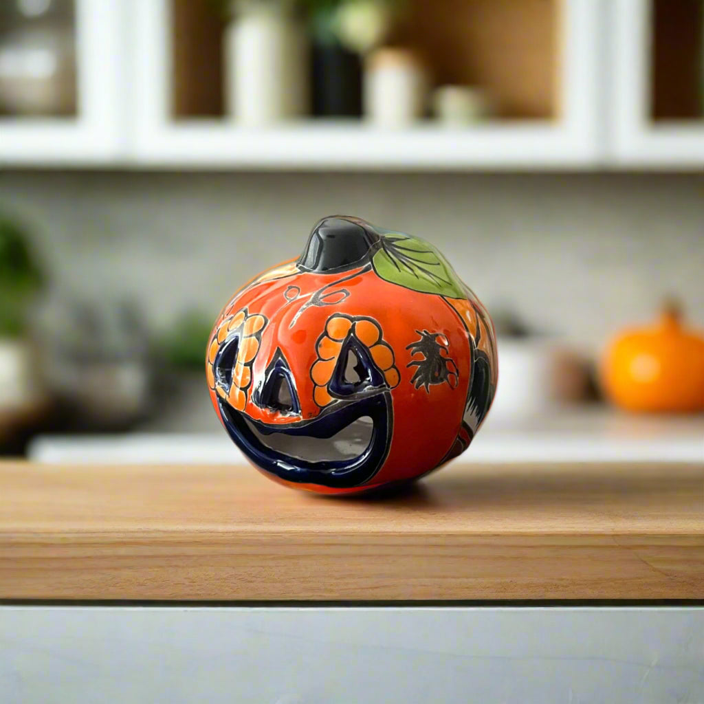 Mini Talavera Pumpkin | Handmade Mexican Jack-O'-Lantern The Talavera Hub