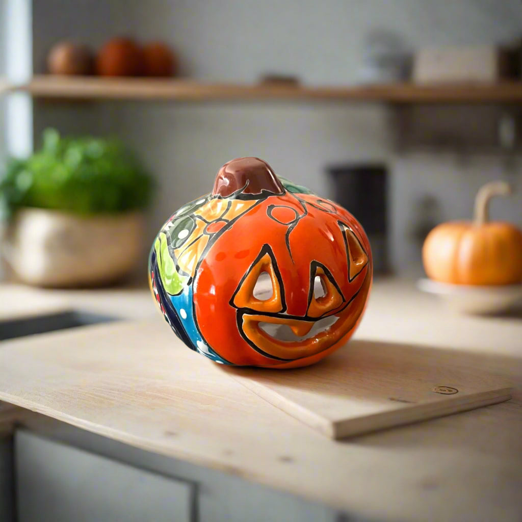 Mini Talavera Pumpkin | Handmade Mexican Jack-O'-Lantern The Talavera Hub