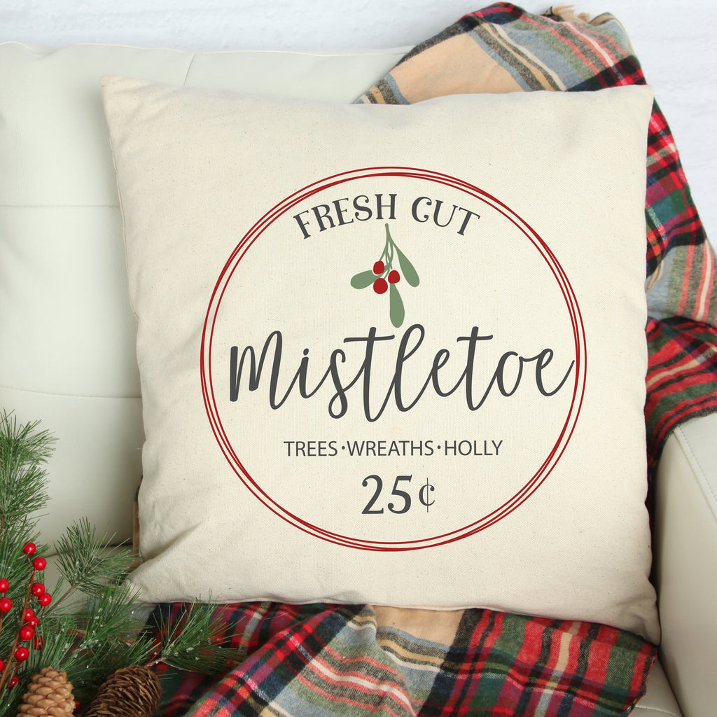 Fresh Cut Mistletoe #11 Pillow Cover — Fits 18x18 Insert Cotton and Crate