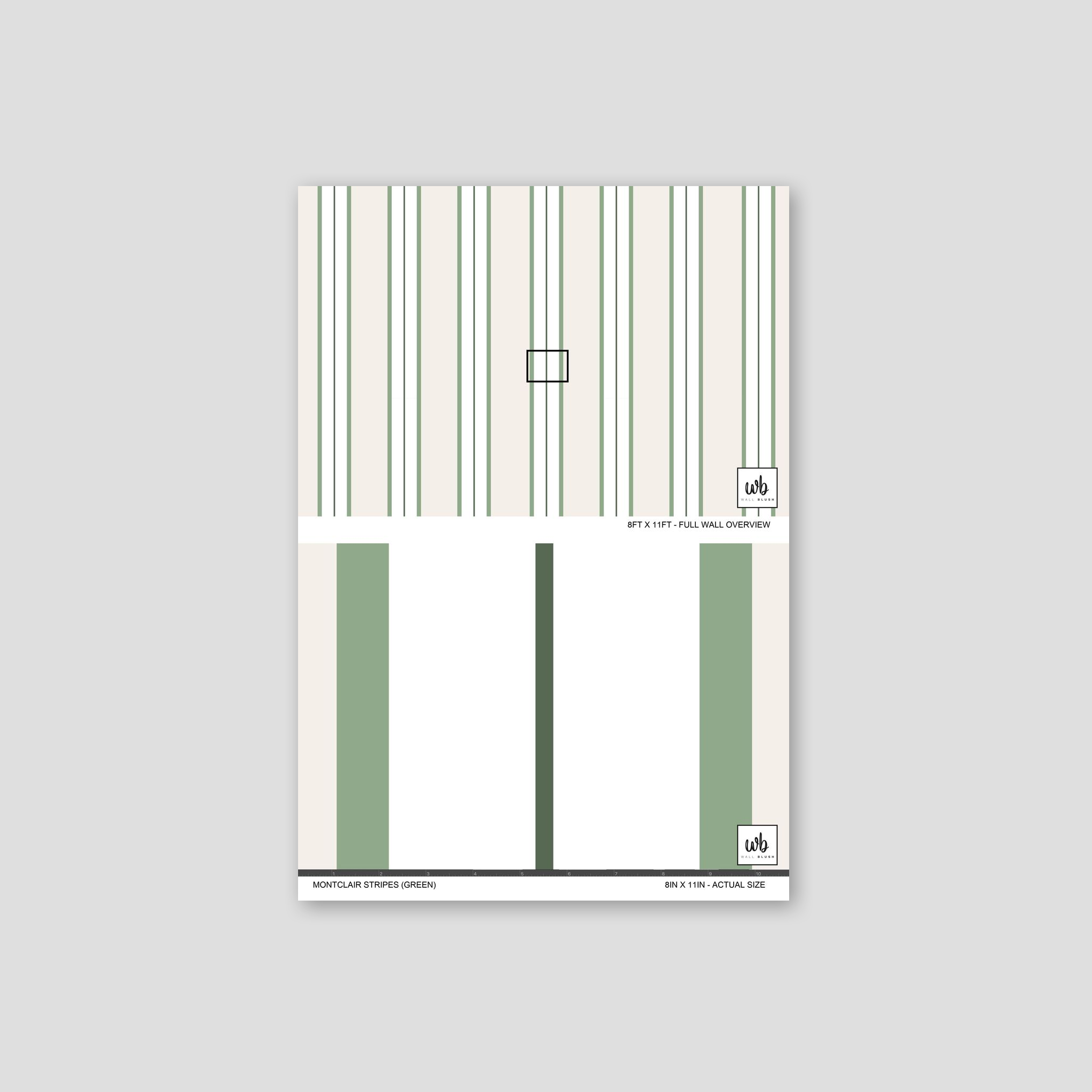 Montclair Stripes (Green) Wallpaper WALL BLUSH