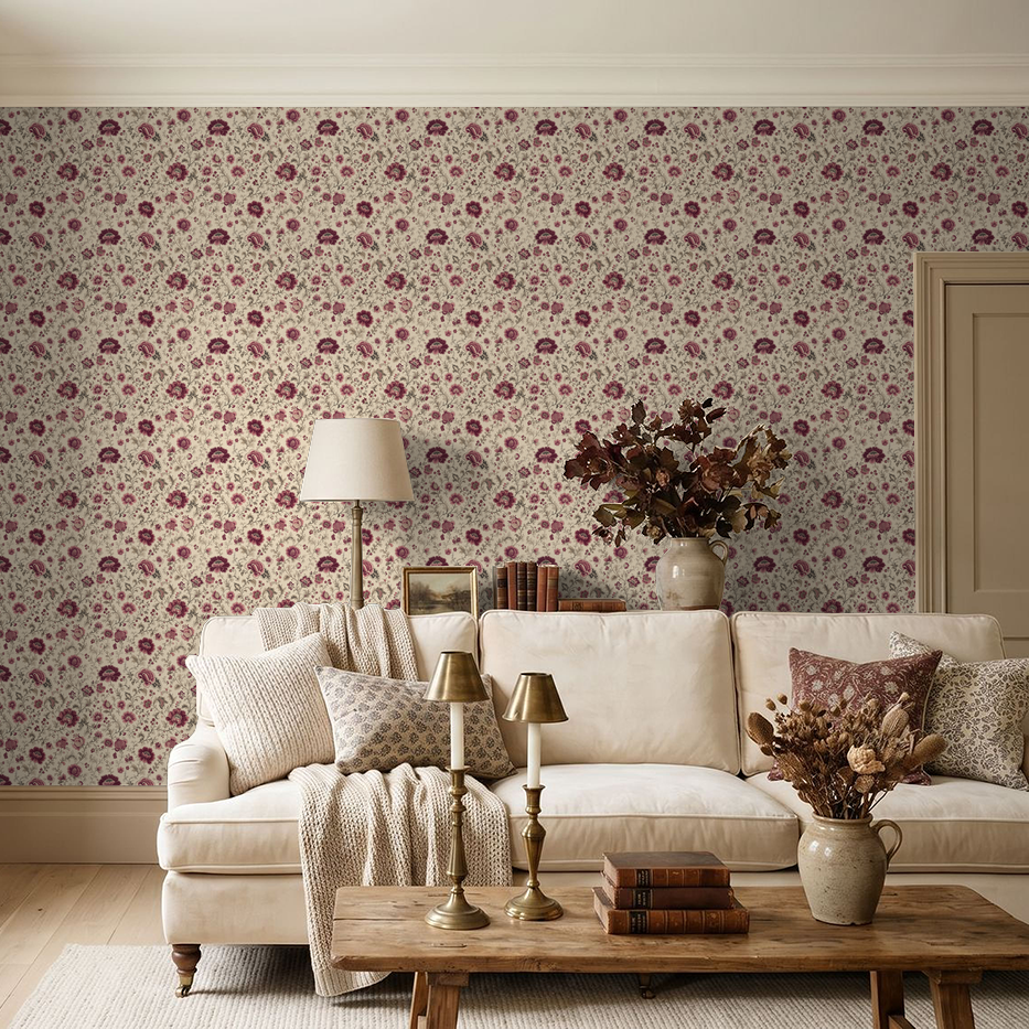Mulberry Chintz Wallpaper WALL BLUSH