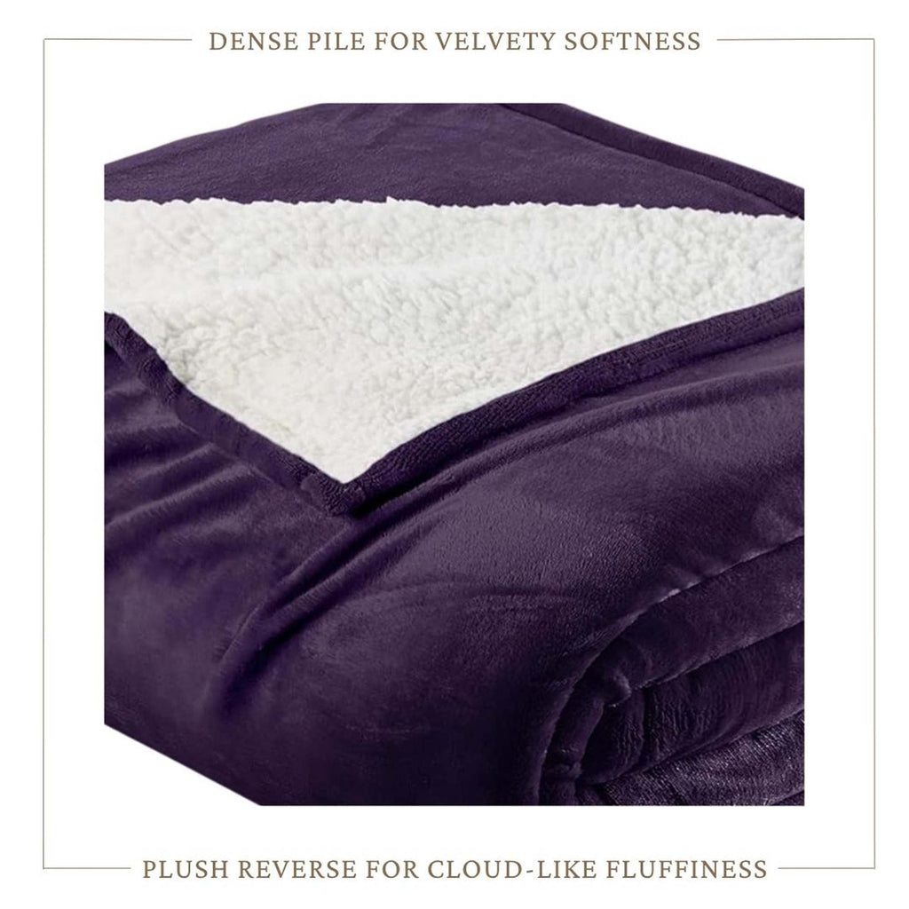 Velvet Plush Sherpa Bed Blanket - Sherpa Fleece Collection Great Bay Home