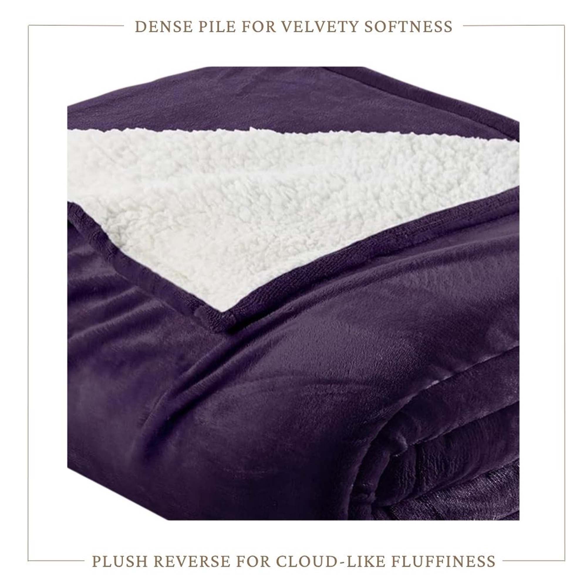 Velvet Plush Sherpa Bed Blanket - Sherpa Fleece Collection Great Bay Home