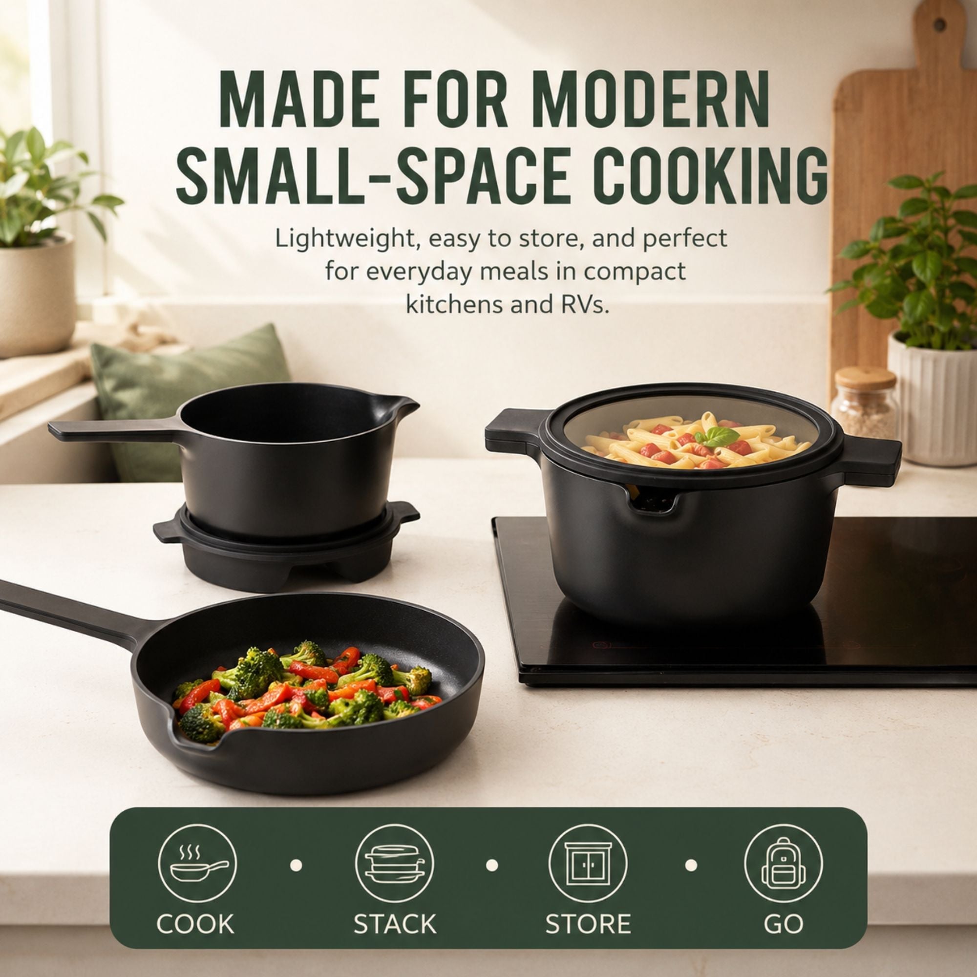 5-Piece Stackable Ceramic Nonstick Set Alva Cookware
