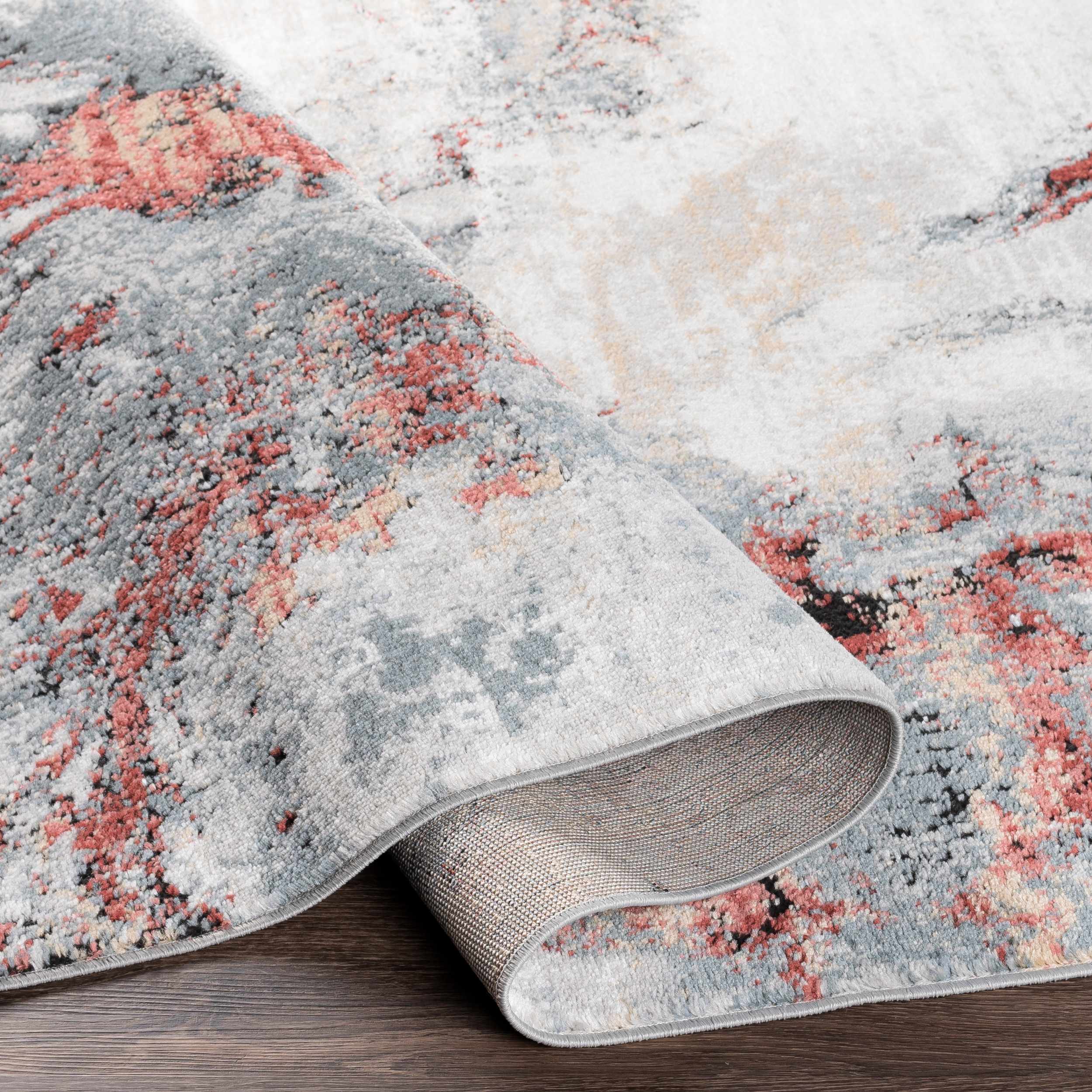 Kirkland Silver-Red Marble Rug Boutique Rugs
