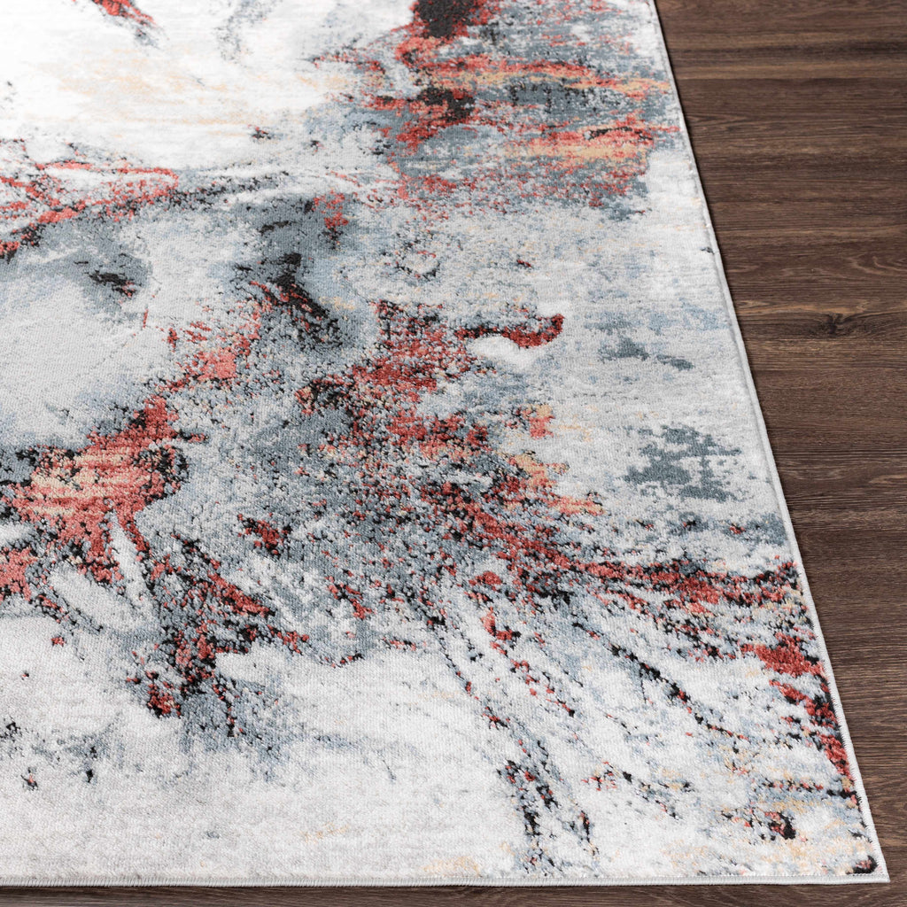 Kirkland Silver-Red Marble Rug Boutique Rugs