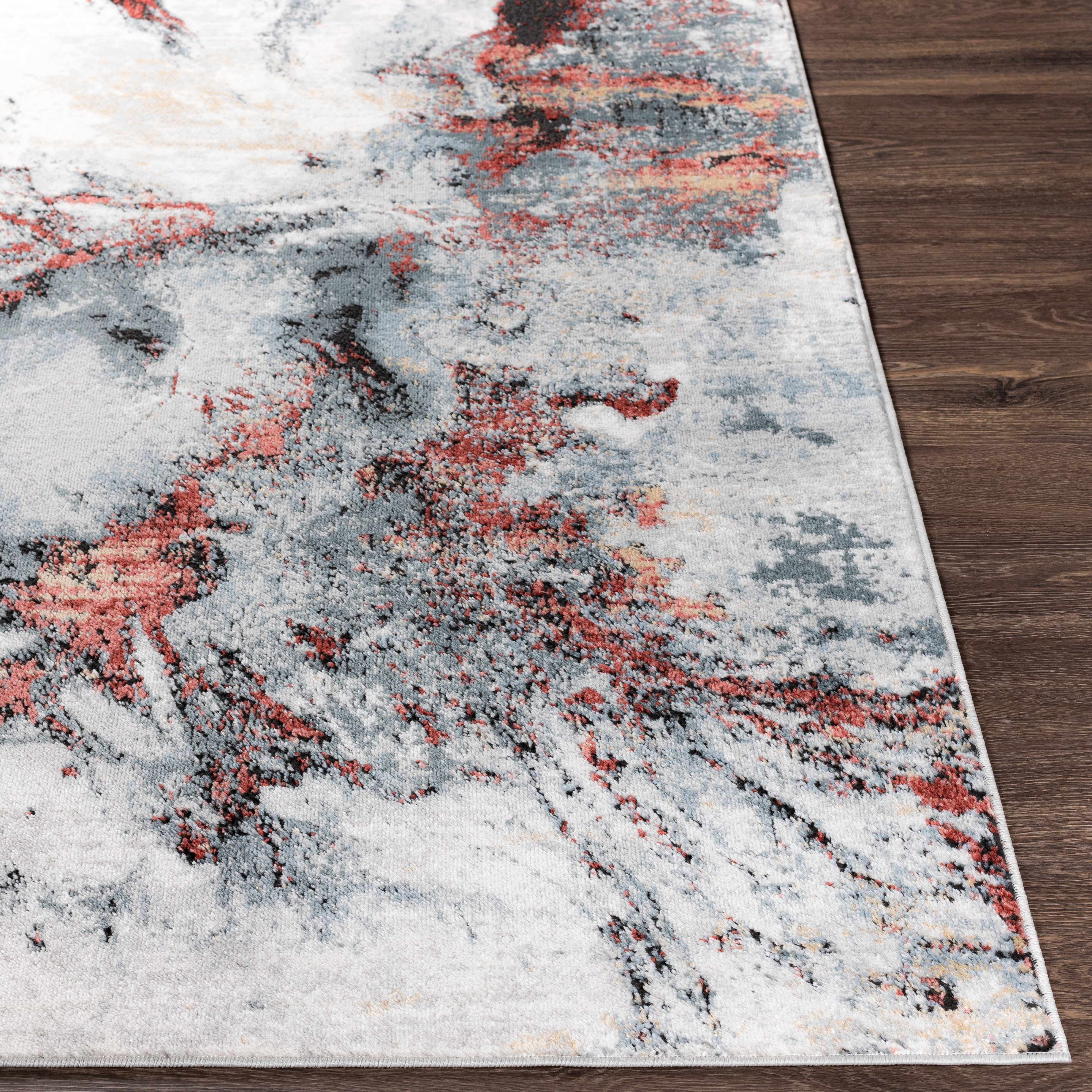 Kirkland Silver-Red Marble Rug Boutique Rugs