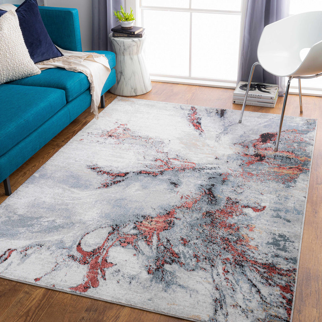 Kirkland Silver-Red Marble Rug Boutique Rugs