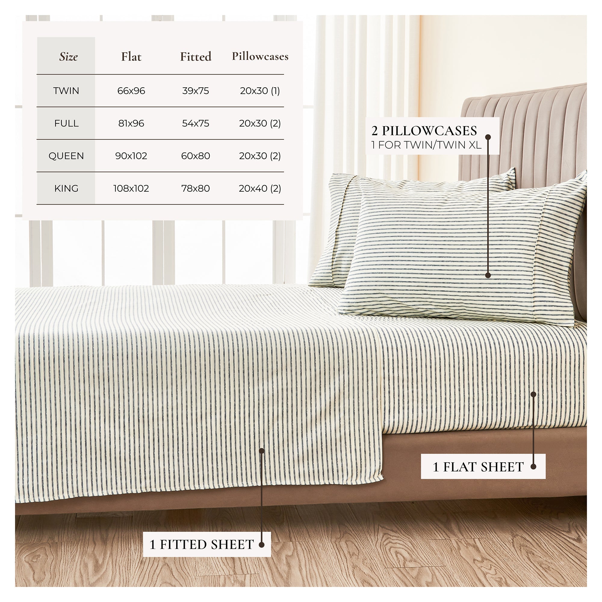 Striped Sheet Set - Evette Collection Great Bay Home