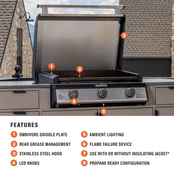 Blackstone 28" Deep Kitchen Griddle in Stainless Steel w/Hood Blackstone Products (B2B)