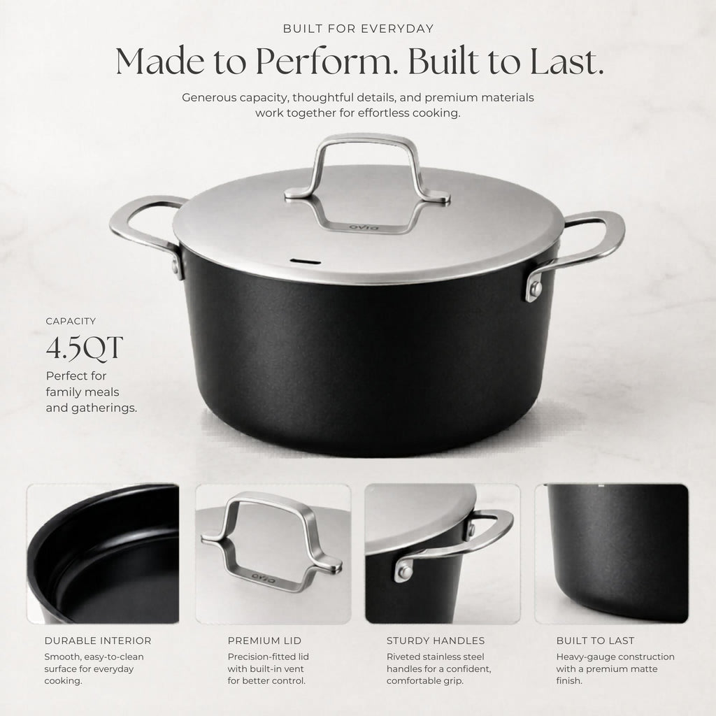 Ceramic Nonstick Stock Pot with Lid, 4.5-Qt Alva Cookware