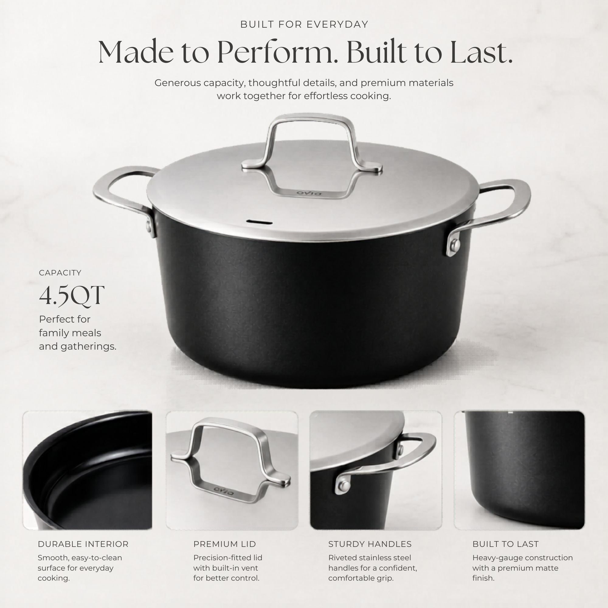 Ceramic Nonstick Stock Pot with Lid, 4.5-Qt Alva Cookware