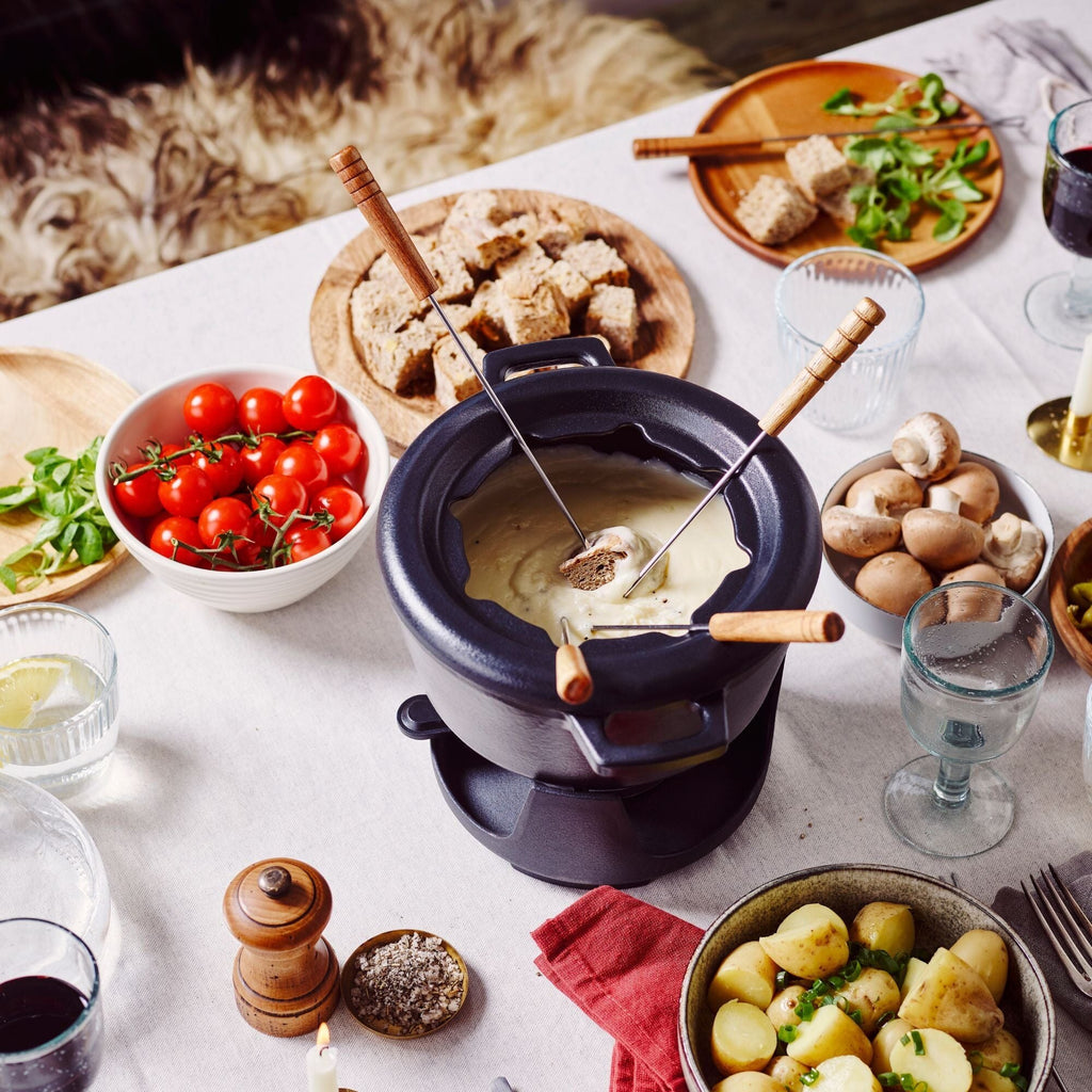 Enameled Cast Iron Fondue Set, 8-Piece, 2-Qt Alva Cookware