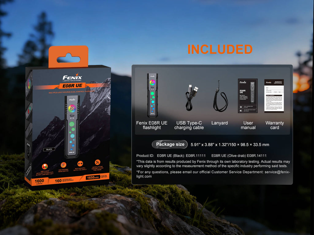 Fenix E08R UE Multi-Light EDC Flashlight With Red Light & Green Laser Fenix Store