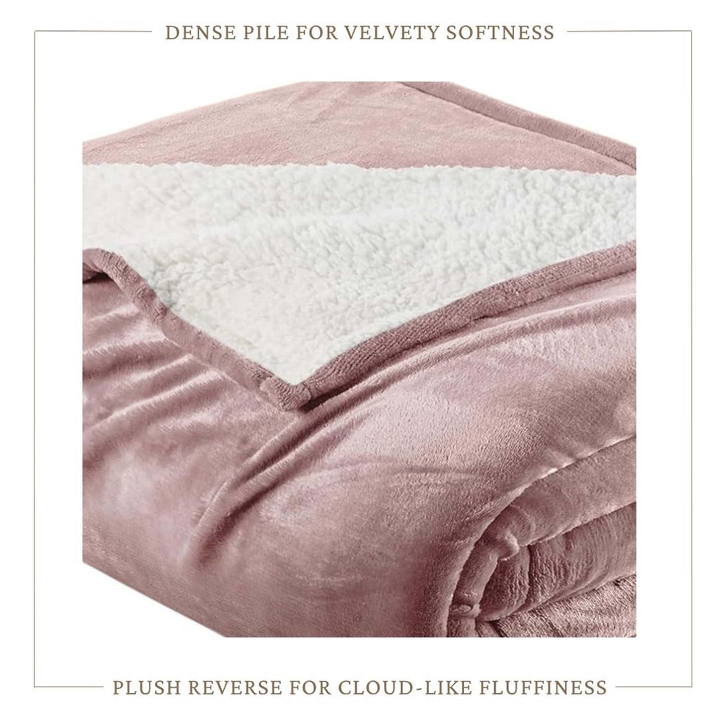 Velvet Plush Sherpa Bed Blanket - Sherpa Fleece Collection Great Bay Home