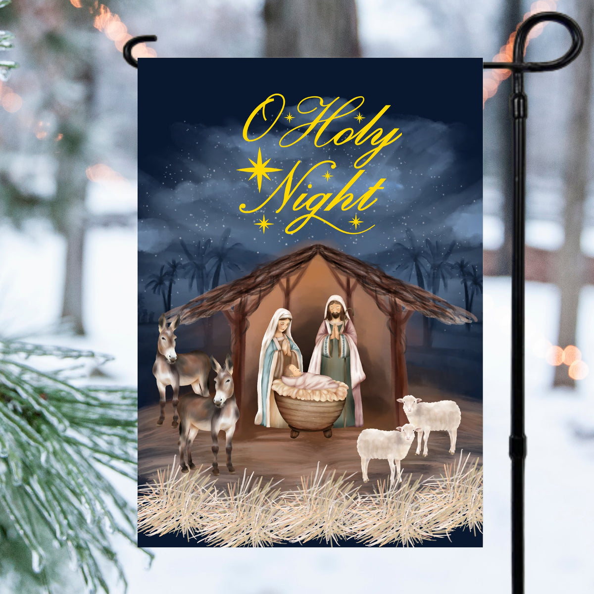 O Holy Night Garden Flag 12x18 inch Cotton and Crate