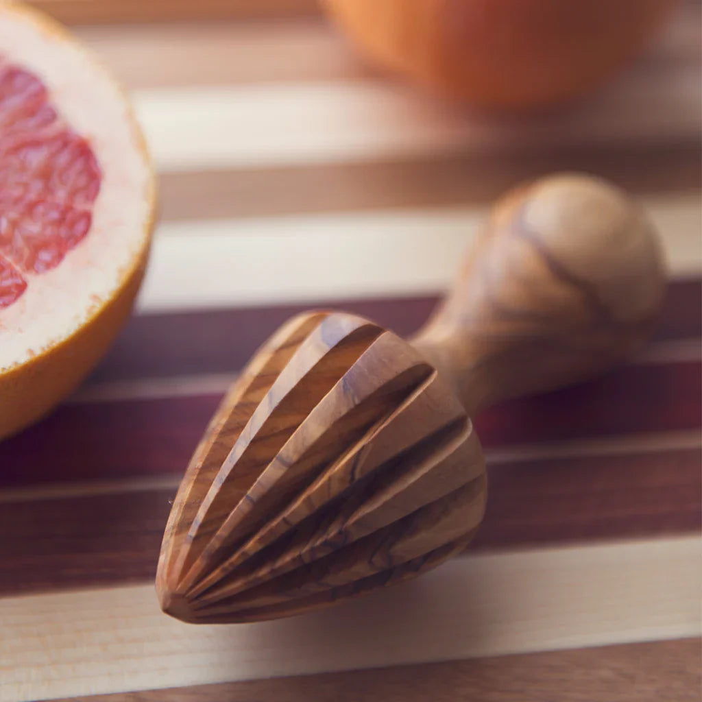 Olive Wood Citrus Press Tea + Linen