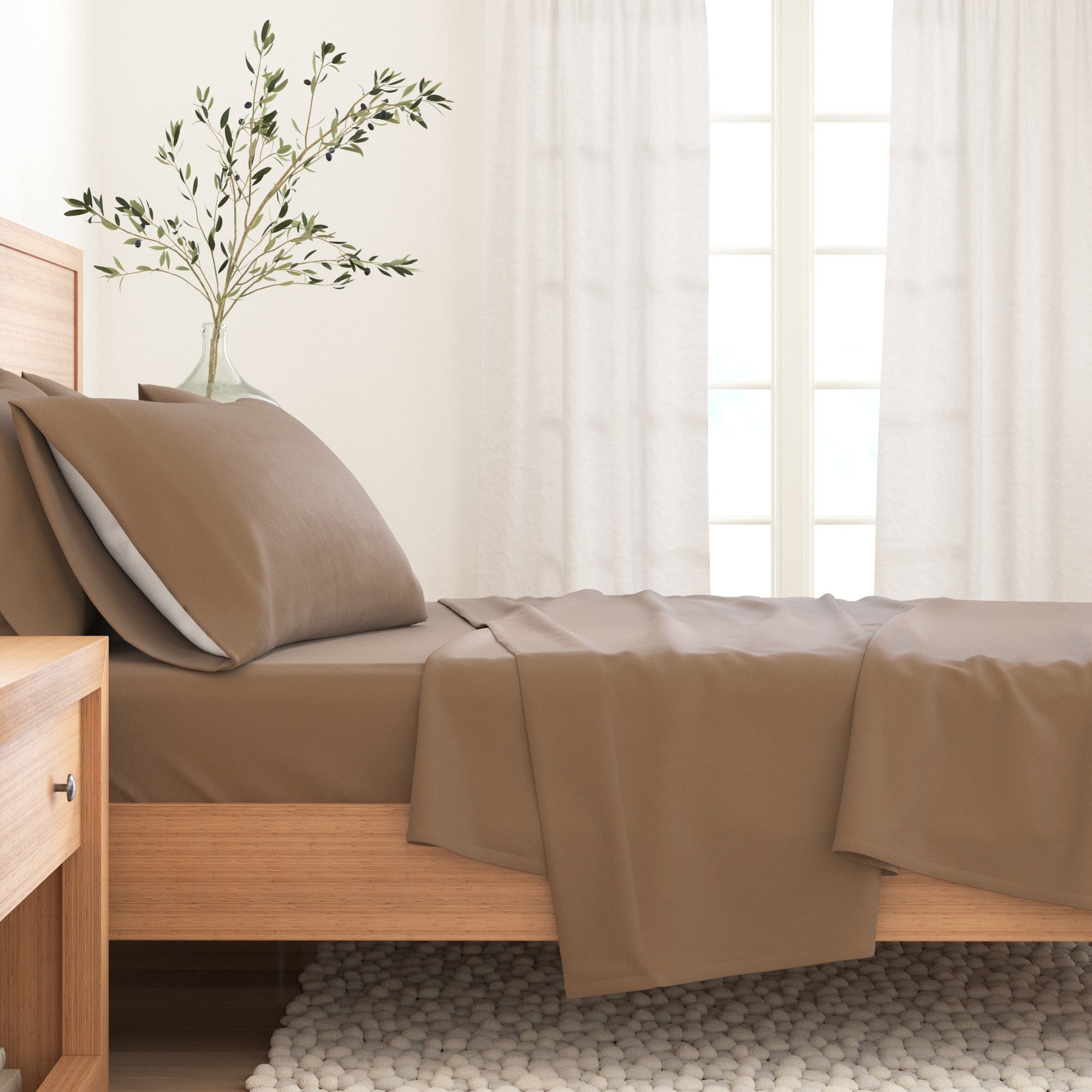 Cotton Solid Flannel Sheet - Nordic Collection Great Bay Home