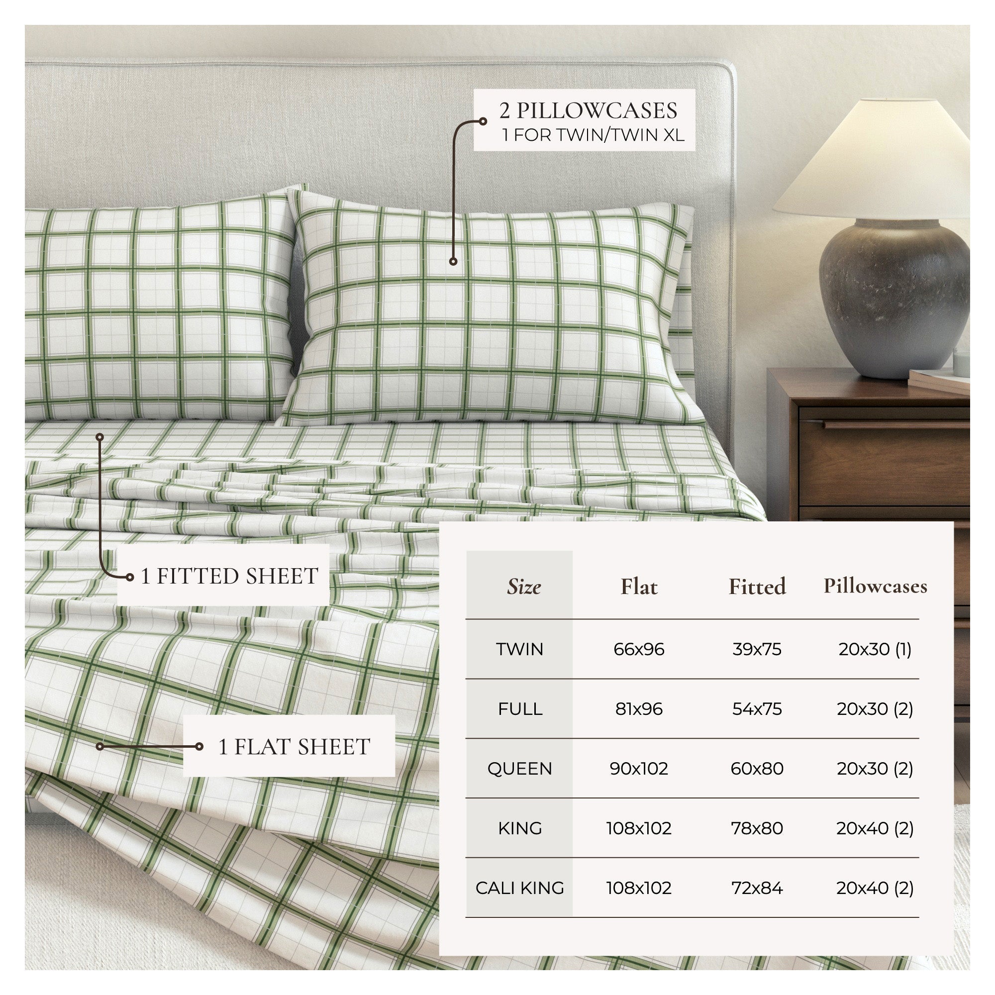 Turkish Cotton Flannel Sheet Set - Plaid & Stripe Collection Great Bay Home