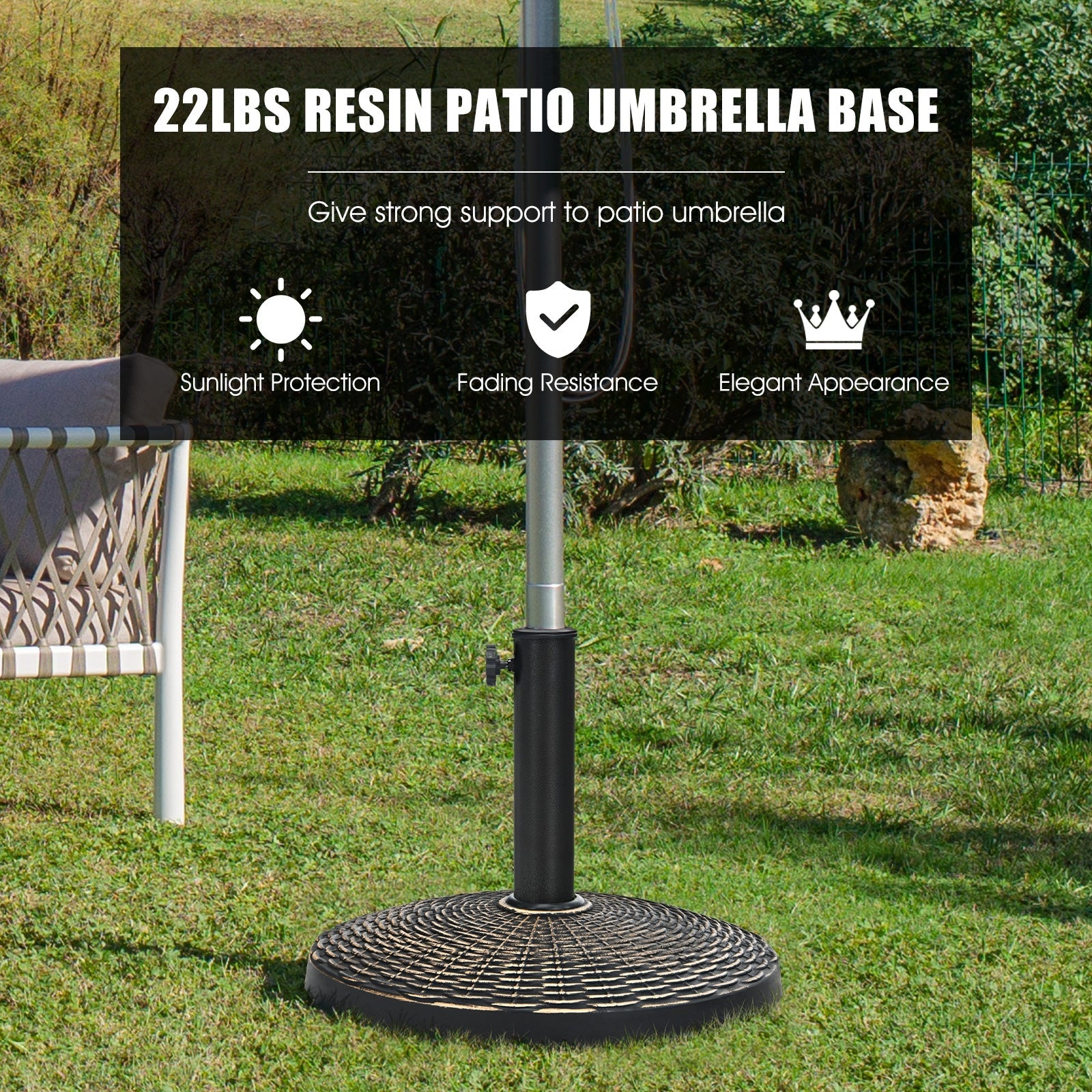 22Lbs Patio Resin Umbrella Base with Wicker Style for Outdoor Use DirectDeals
