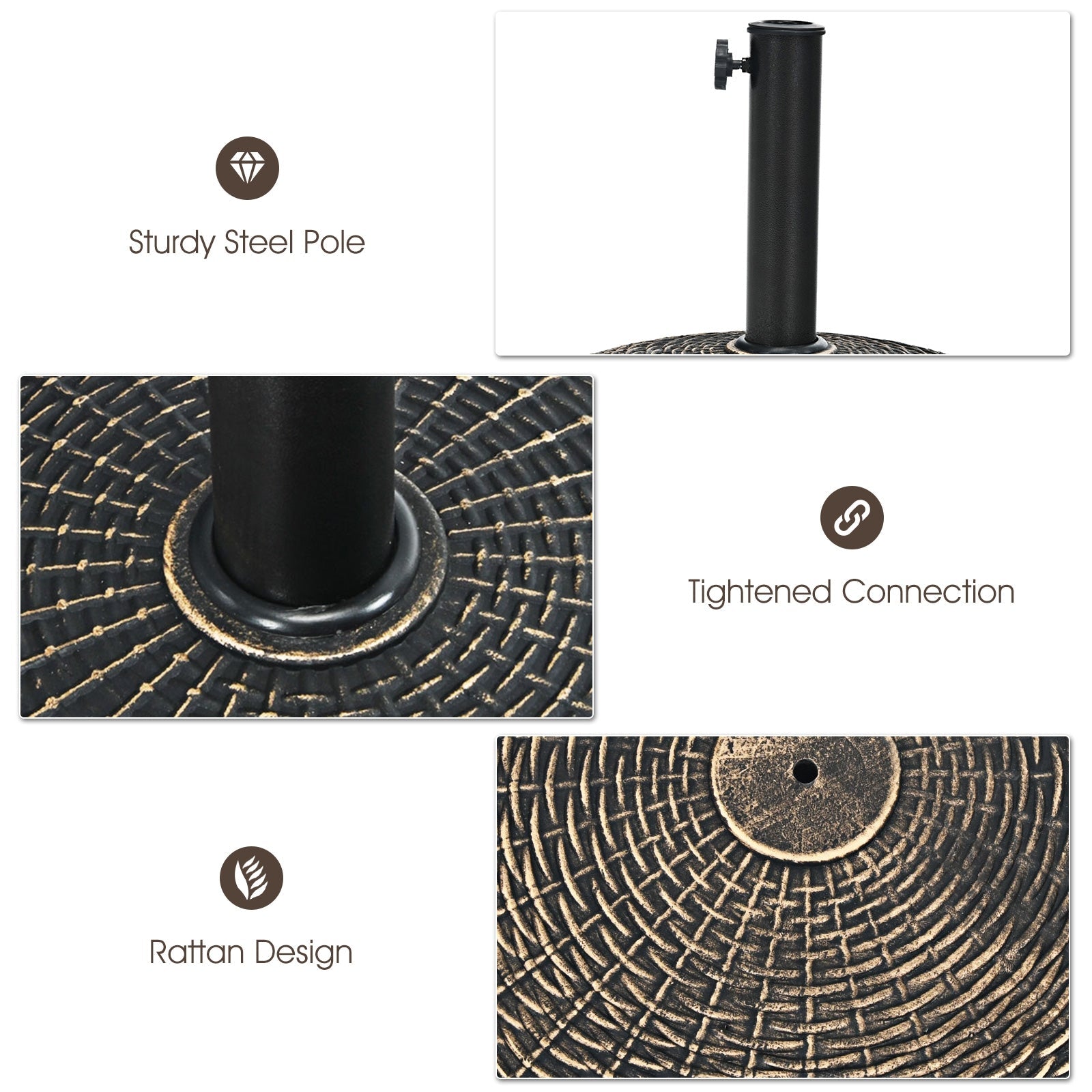 22Lbs Patio Resin Umbrella Base with Wicker Style for Outdoor Use DirectDeals