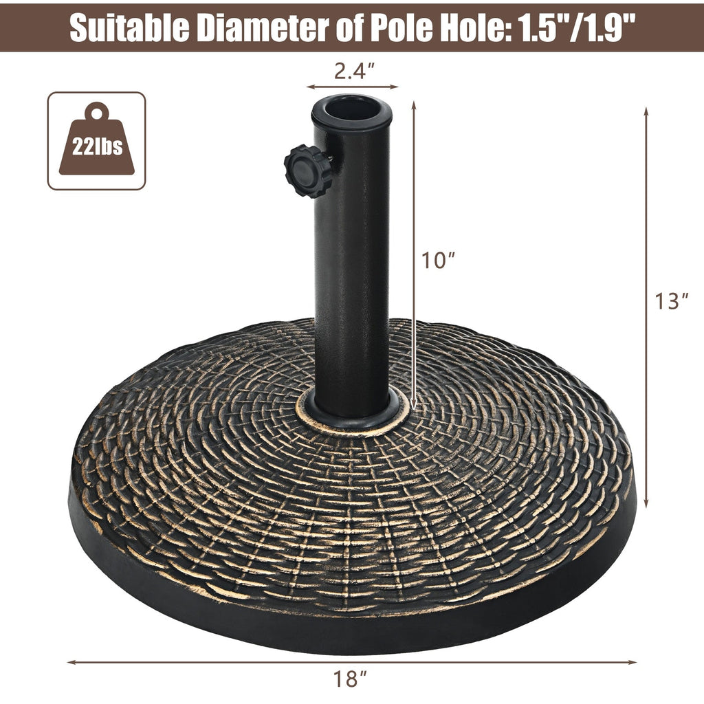 22Lbs Patio Resin Umbrella Base with Wicker Style for Outdoor Use DirectDeals