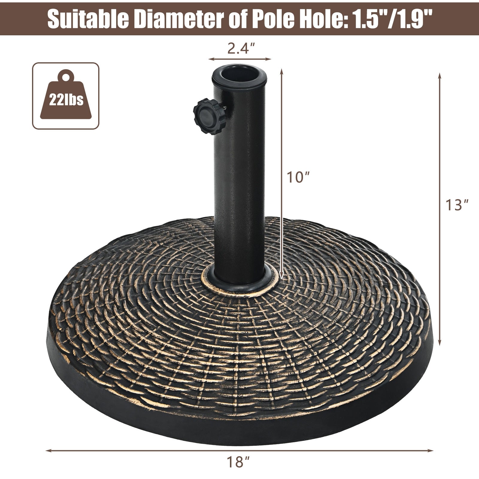 22Lbs Patio Resin Umbrella Base with Wicker Style for Outdoor Use DirectDeals