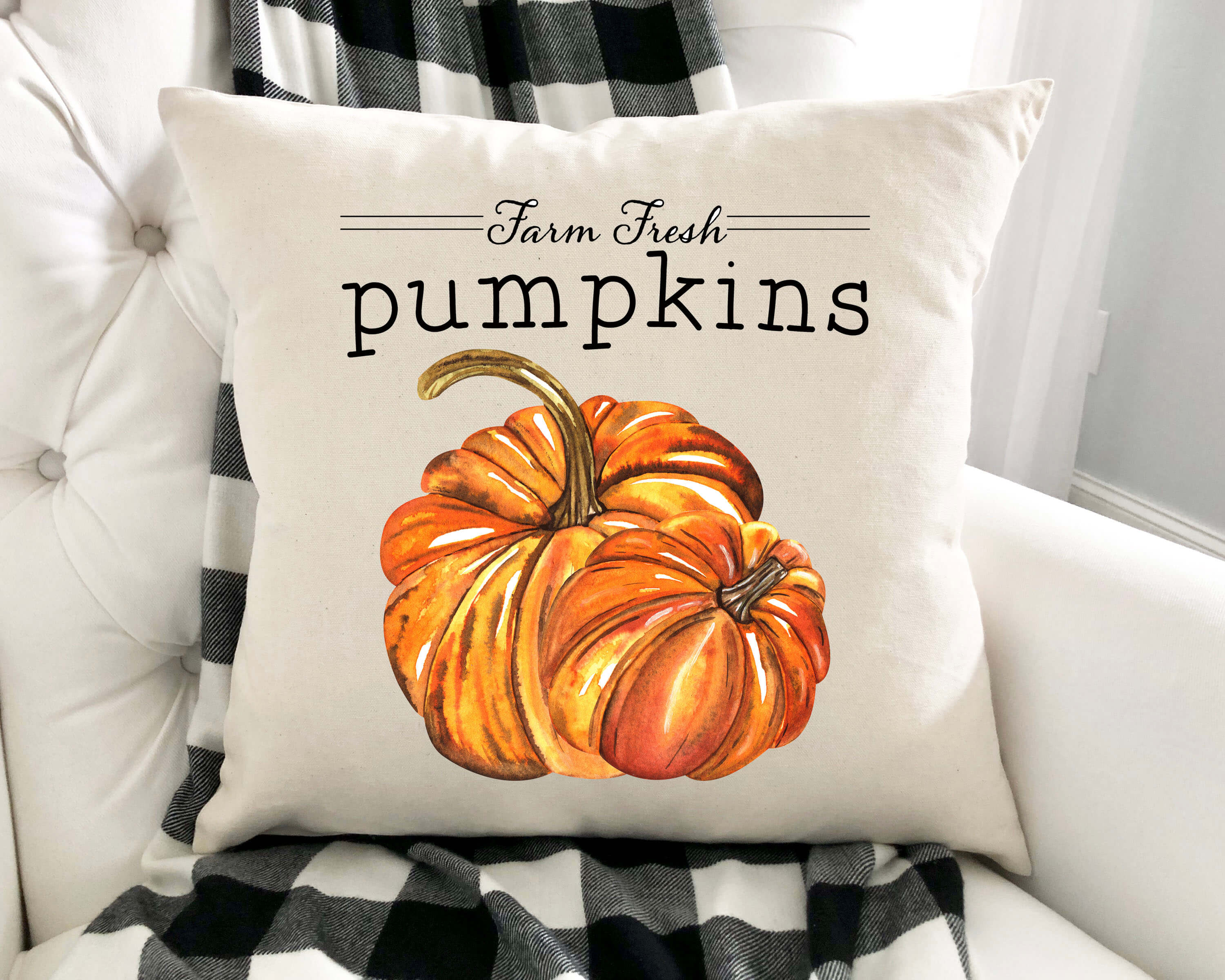 Orange Painted Pumpkins Pillow Cover 18x18 inch Cotton and Crate
