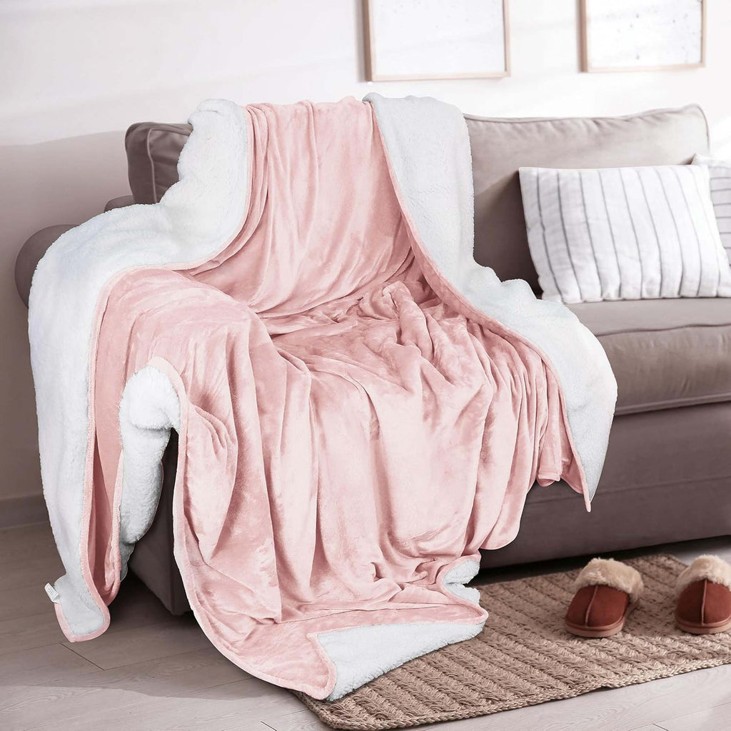 Velvet Plush Sherpa Bed Blanket - Sherpa Fleece Collection Great Bay Home