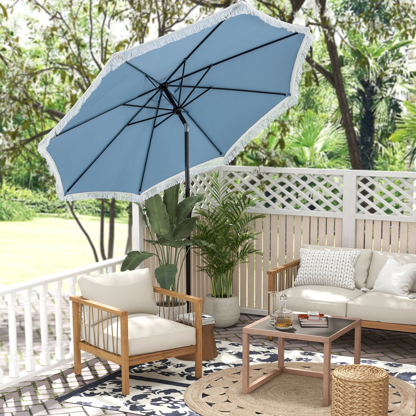 9 FT Patio Umbrella with Sun-Protective Canopy for Patio Garden Pool DirectDeals