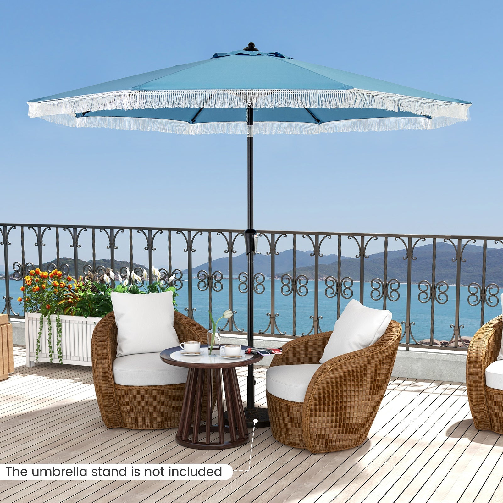 9 FT Patio Umbrella with Sun-Protective Canopy for Patio Garden Pool DirectDeals