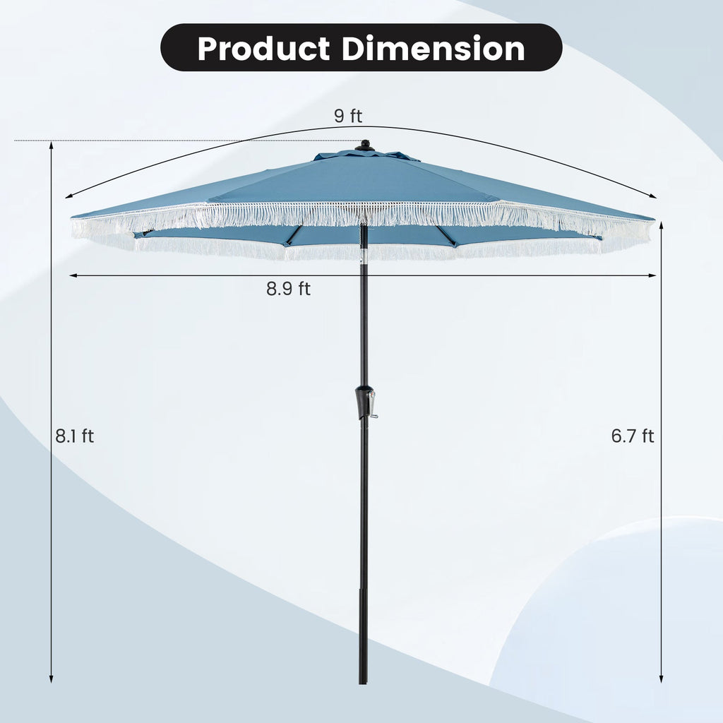 9 FT Patio Umbrella with Sun-Protective Canopy for Patio Garden Pool DirectDeals