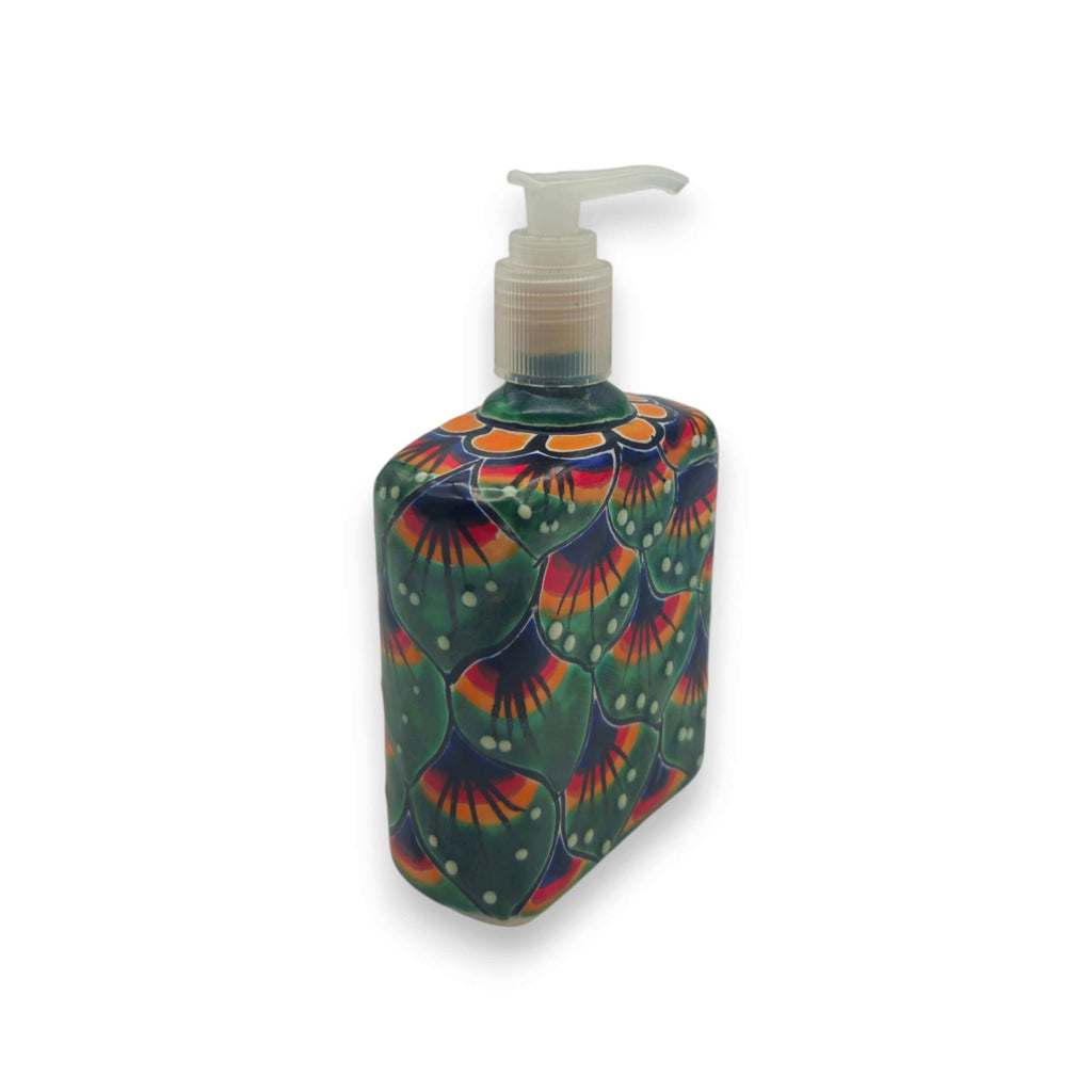 Peacock Feather Talavera Soap Dispenser | Hand-Painted Ceramic The Talavera Hub