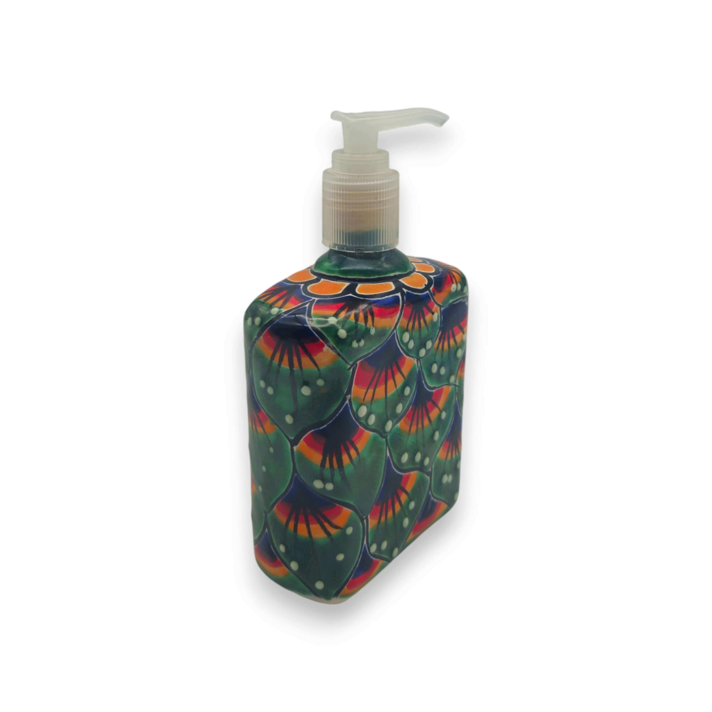 Peacock Feather Talavera Soap Dispenser | Hand-Painted Ceramic The Talavera Hub