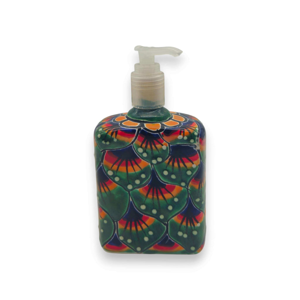 Peacock Feather Talavera Soap Dispenser | Hand-Painted Ceramic The Talavera Hub