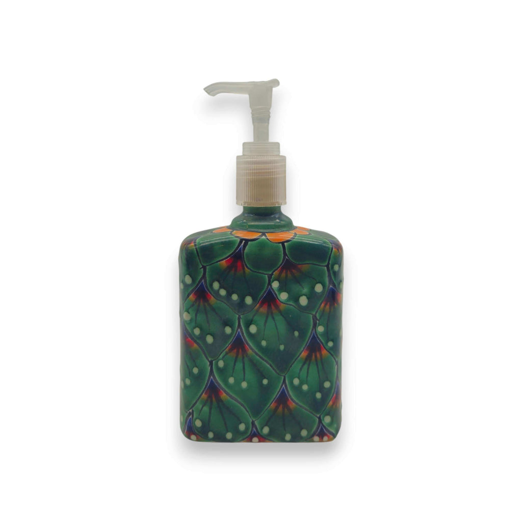 Peacock Feather Talavera Soap Dispenser | Hand-Painted Ceramic The Talavera Hub