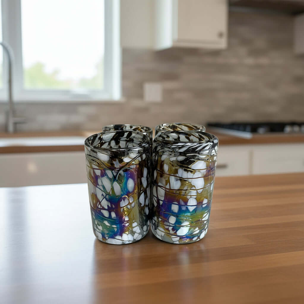 Pearlescent Swirl Hand-Blown Glass | Mexican Mocha Mix Tumbler The Talavera Hub