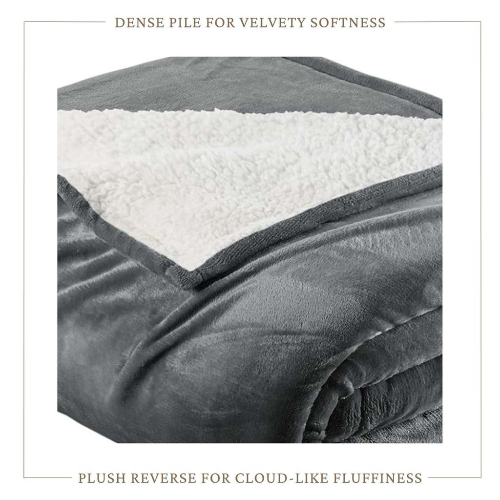 Velvet Plush Sherpa Bed Blanket - Sherpa Fleece Collection Great Bay Home