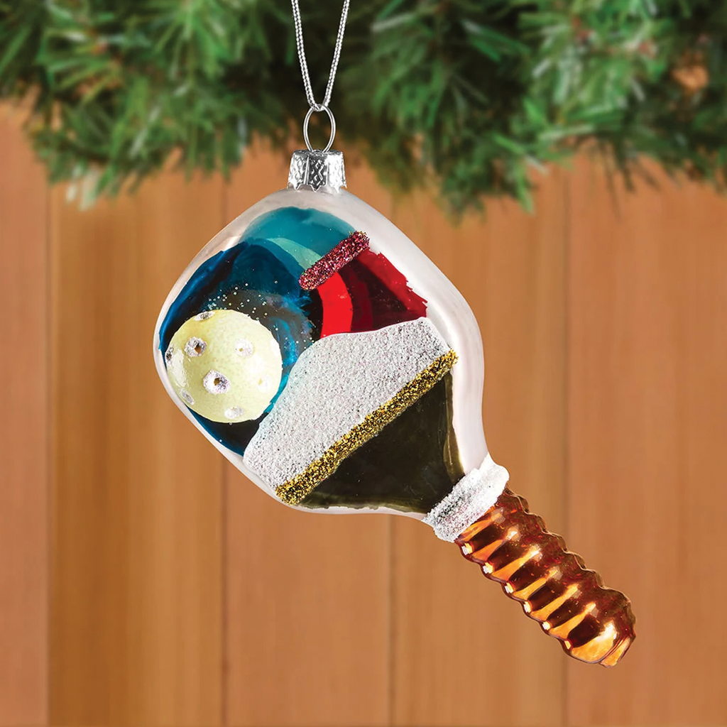 Pickleball Paddle Glass Ornament Branches Designs