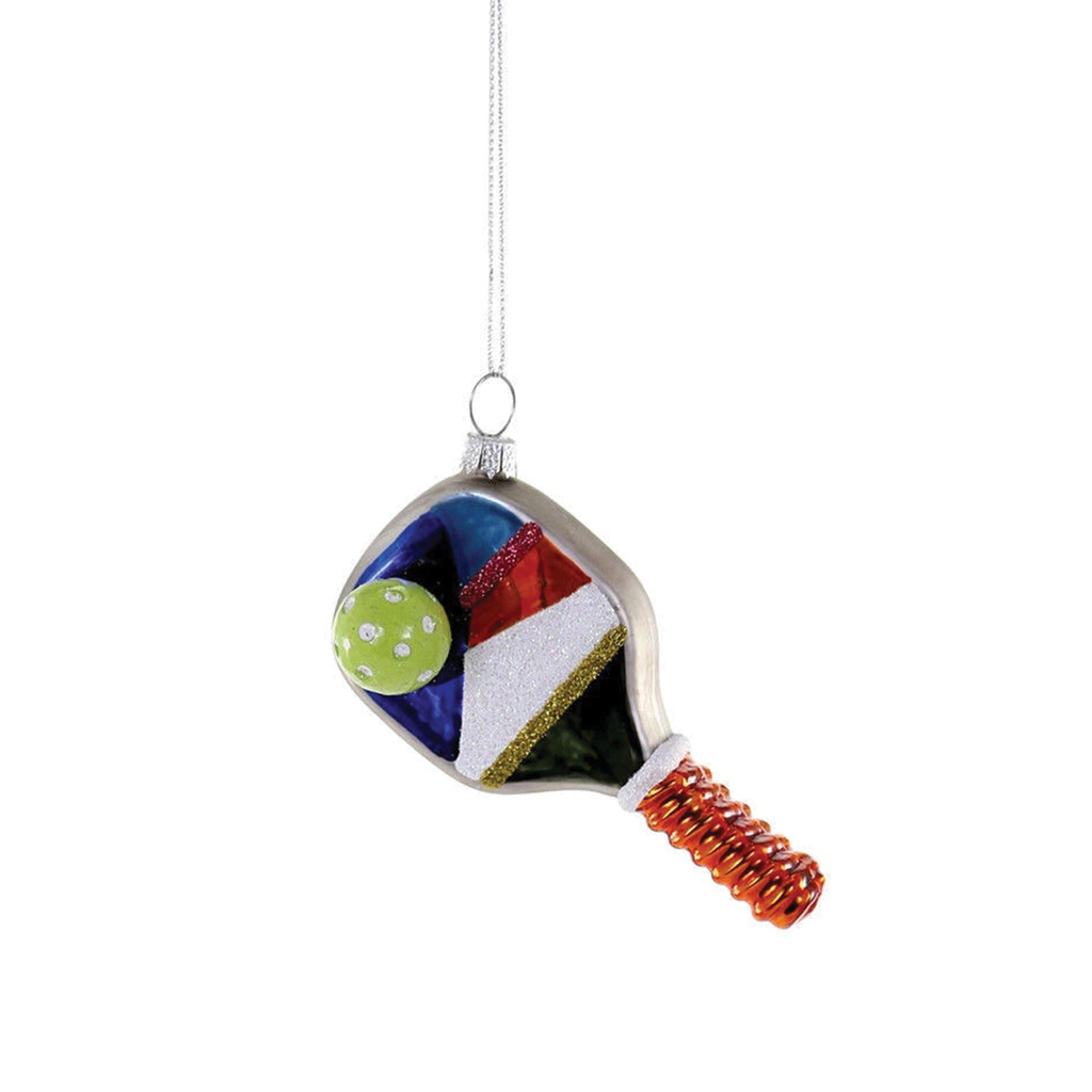 Pickleball Paddle Glass Ornament Branches Designs