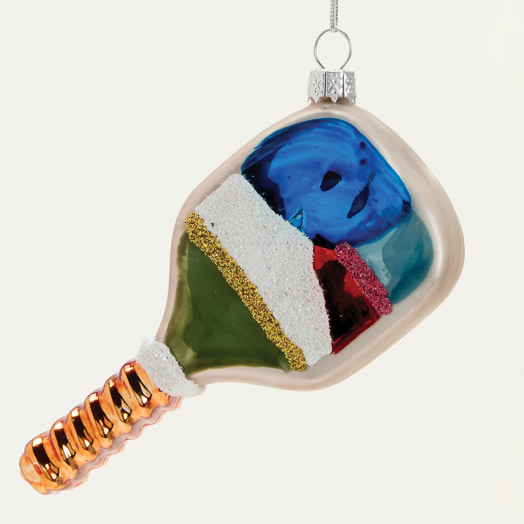 Pickleball Paddle Glass Ornament Branches Designs