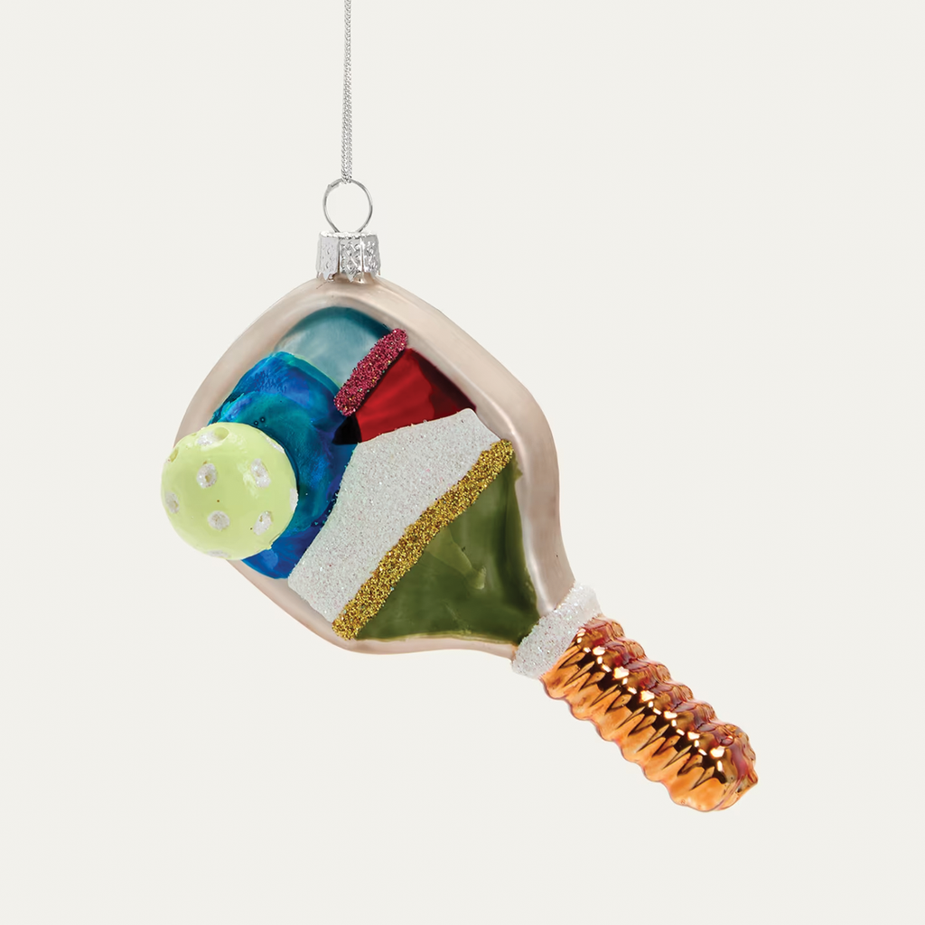 Pickleball Paddle Glass Ornament Branches Designs