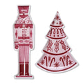 Pink & Red Nutcracker and Tree Ceramic Tidbit Plate Rust & Cinder